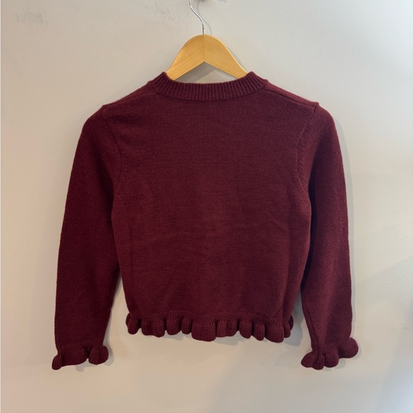Cropped Ruffle Cardigan Sweater, Burgundy, Women’s Sz Small, NWOT - Picture 7 of 7